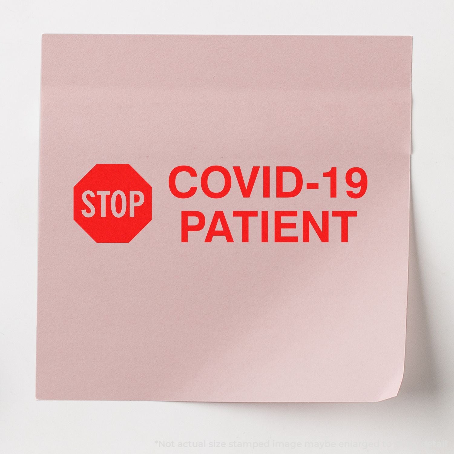 COVID-19 patient stop warning sign with red STOP icon and COVID-19 PATIENT text for infection control guidance.