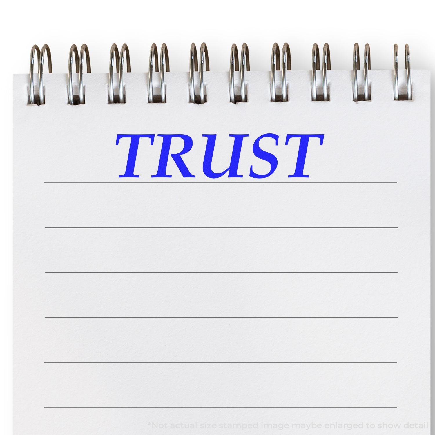 TRUST document with metal staples and lined paper, symbolizing secure, reliable paperwork and document trustworthiness verification