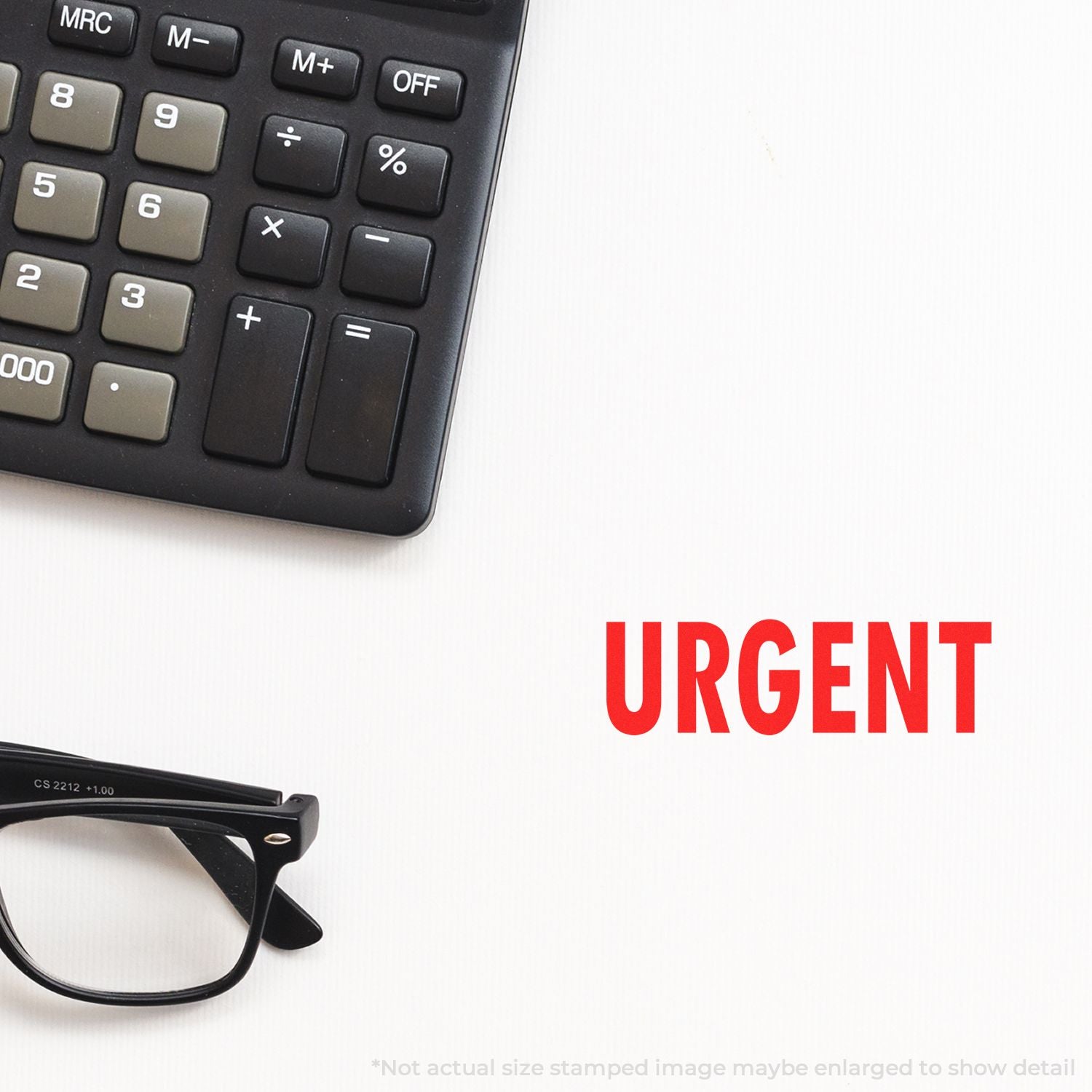 Urgent notice graphic with calculator keypad and glasses, highlighting urgent financial math or deadline tasks.