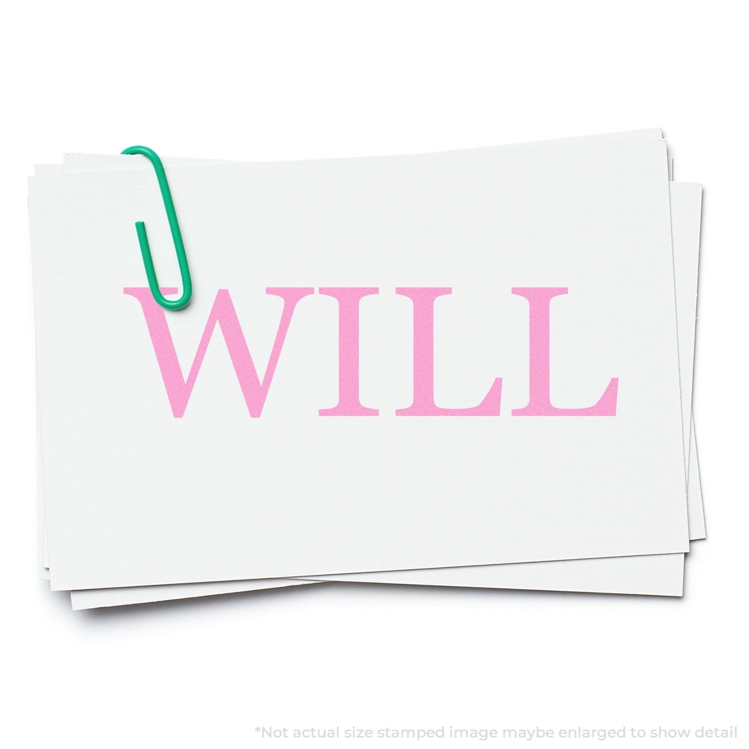 Stack of white cards clipped together showing WILL text, representing estate planning and a legal will document for beneficiaries.