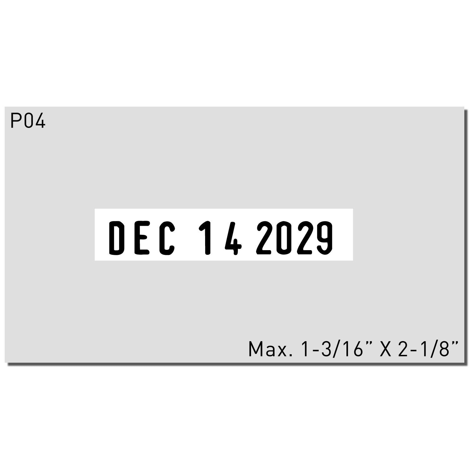 Trodat 2910-P04 Die Plate Date Stamp 1-3/16 x 2-1/8 Enlarged Imprint