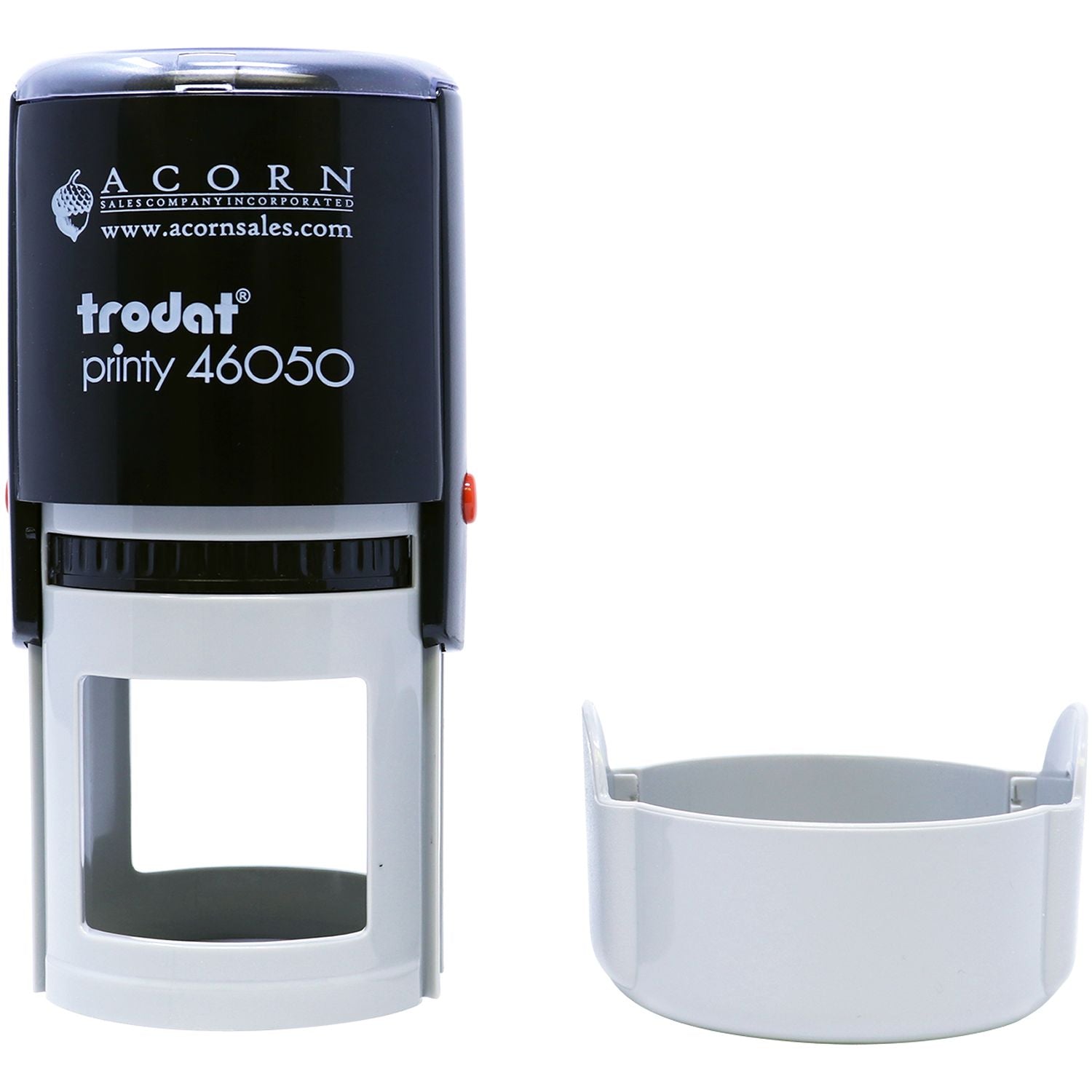 Trodat Printy 46050 self-inking stamp with Acorn Sales branding on a white background