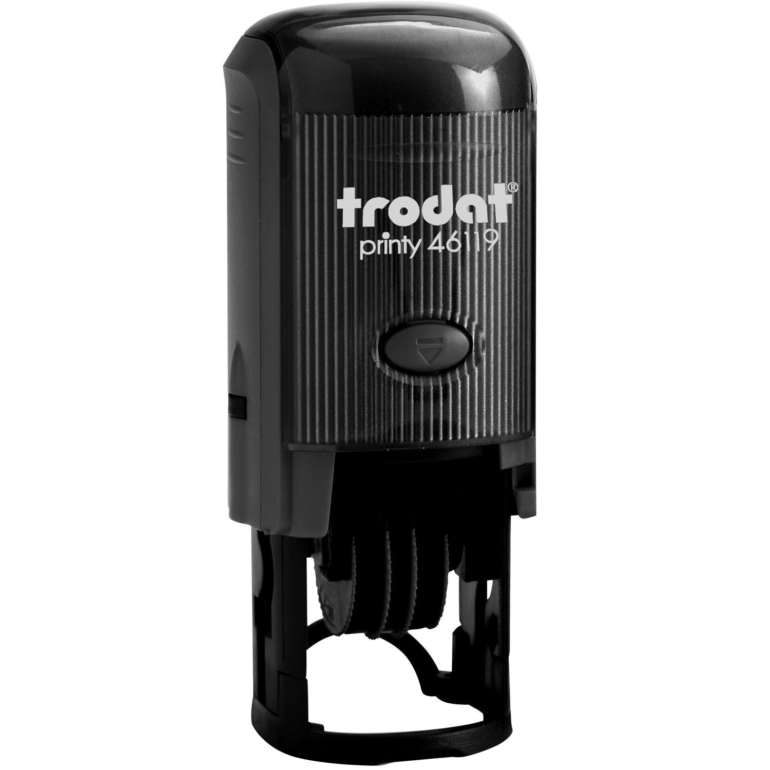 Trodat Printy 46119 black self-inking stamp isolated on white background