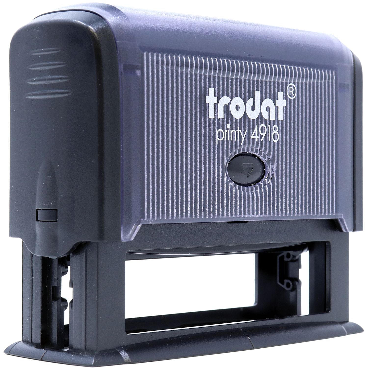 Trodat Printy 4918 self-inking rubber stamp in black and gray plastic housing