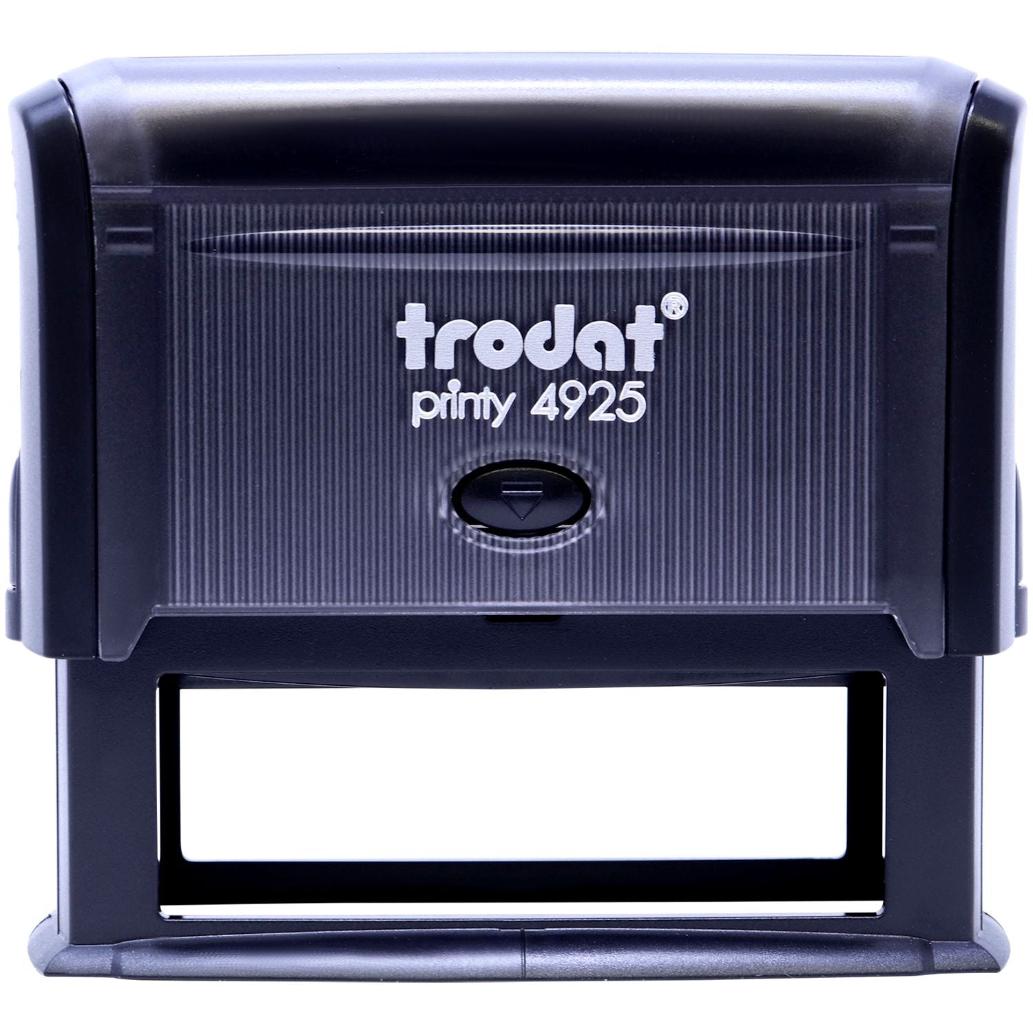 Trodat Printy 4925 self-inking rubber stamp in black casing, front view