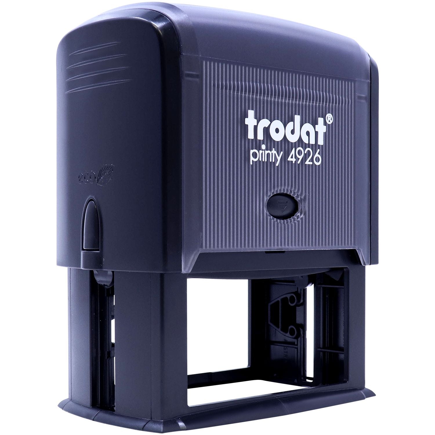 Trodat Printy 4926 self-inking rubber stamp in black plastic case on white background