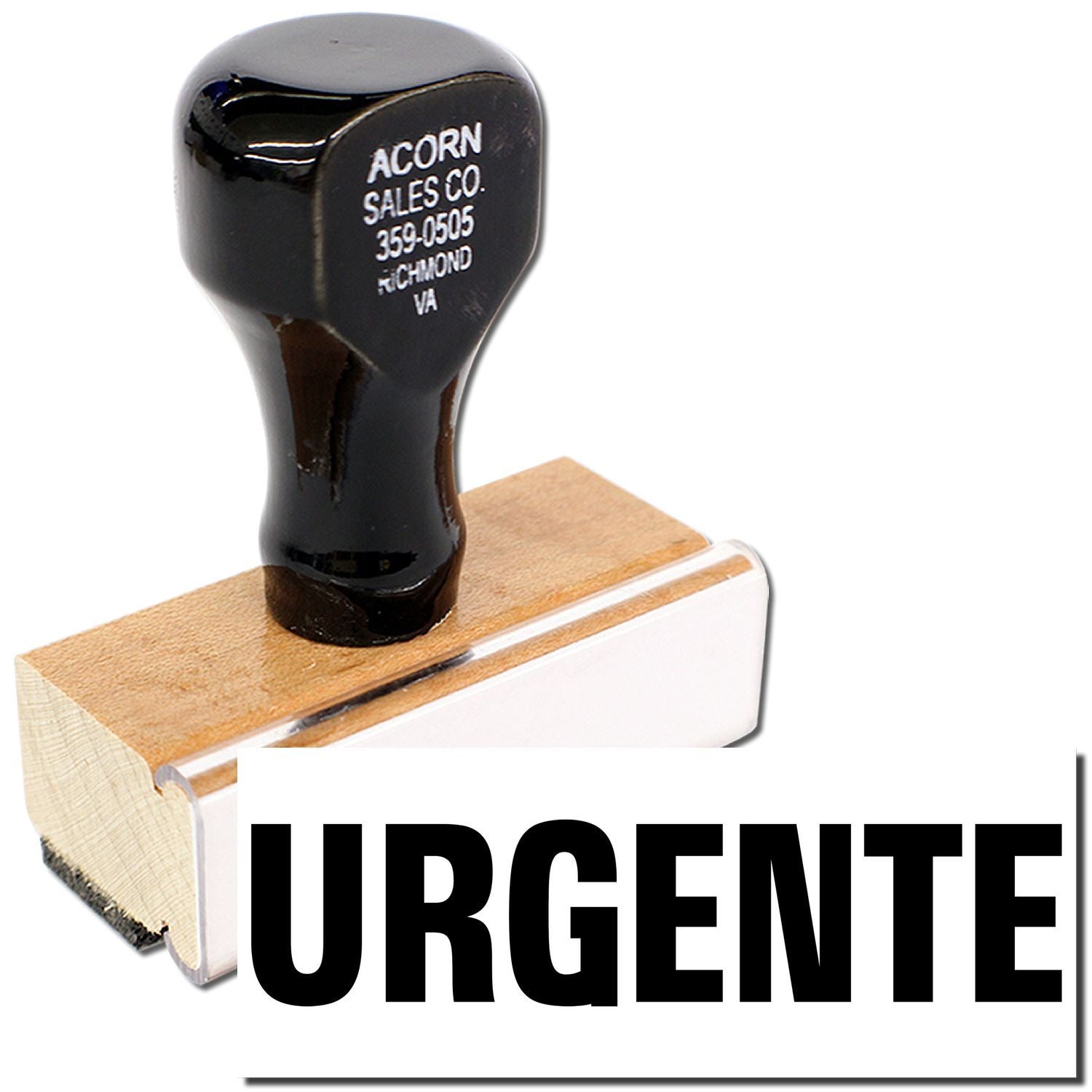 Black rubber office stamp with the word URGENTE for urgent documents and approvals.