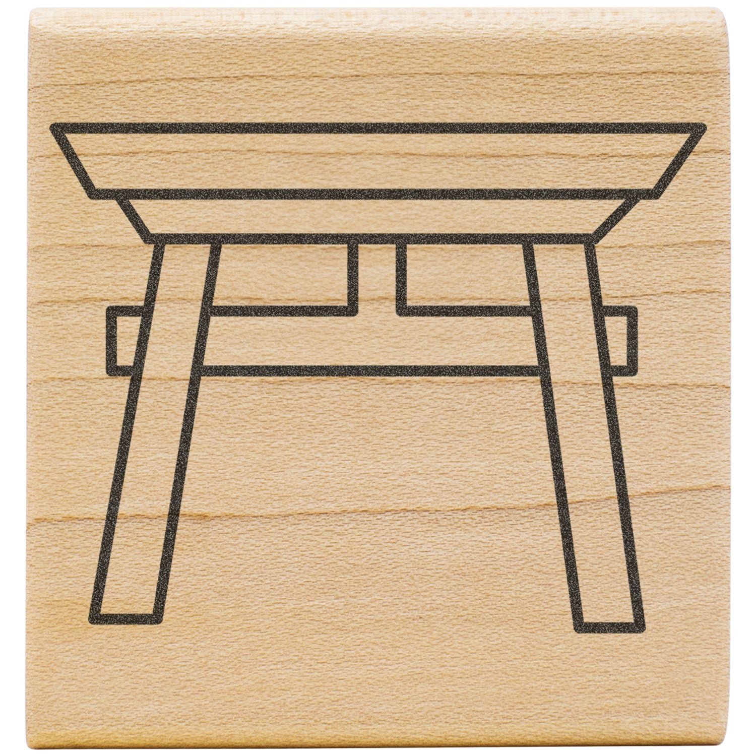 Minimalist black line table icon on a light wood background, ideal for furniture and woodworking design.