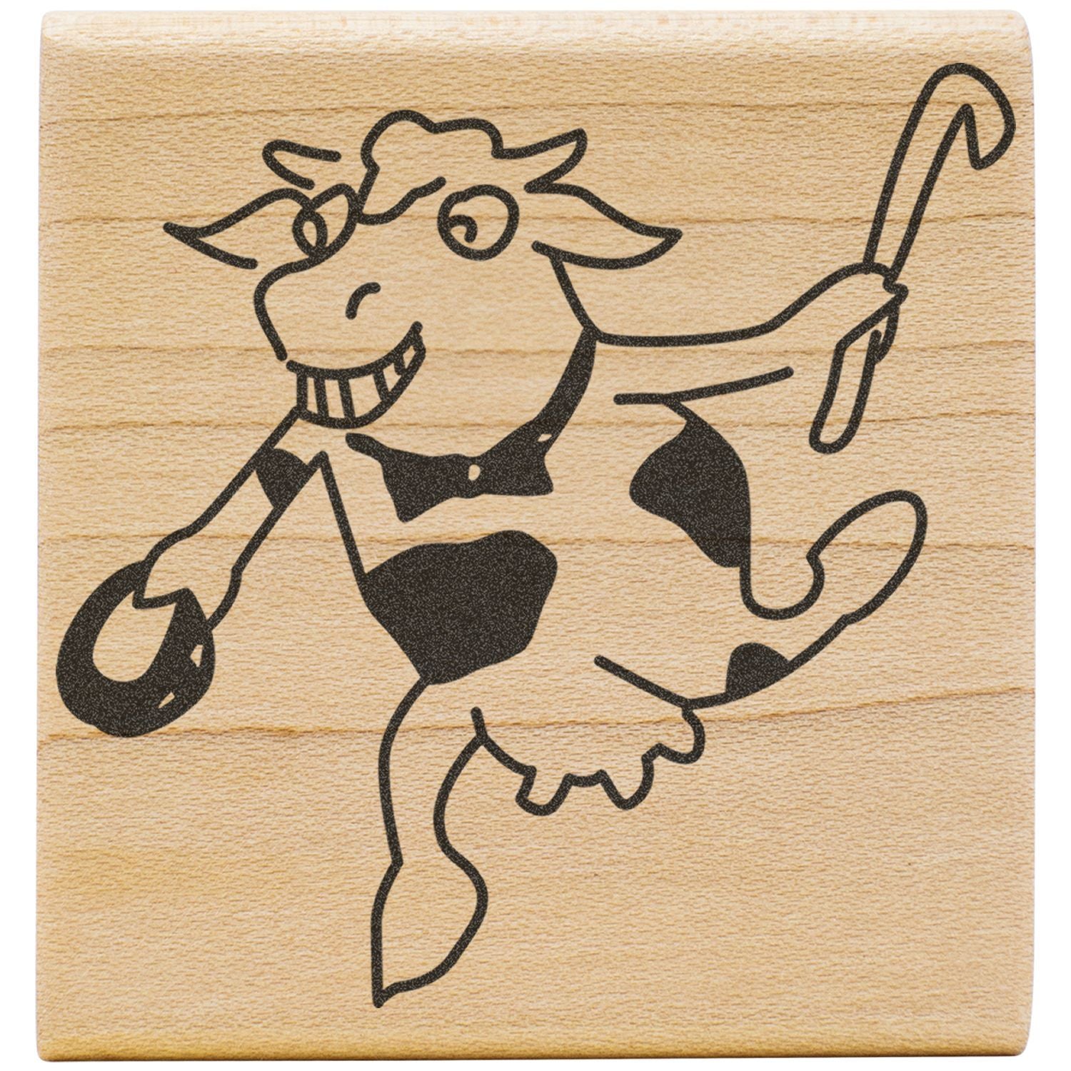 Cartoon cow line art on a wooden background, rustic farmhouse-style animal illustration.