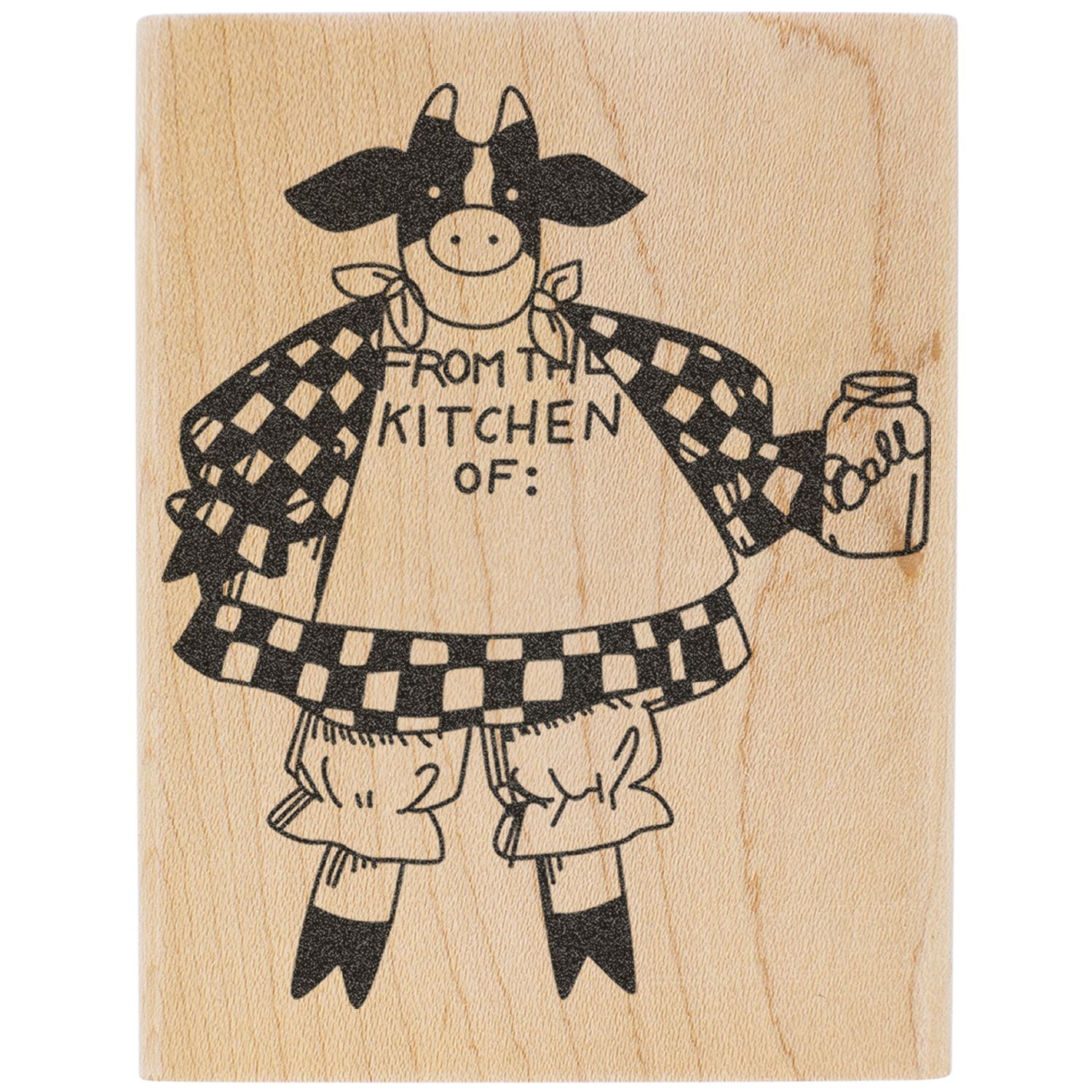 Rustic wooden kitchen sign with cow illustration and From the Kitchen of farmhouse decor design