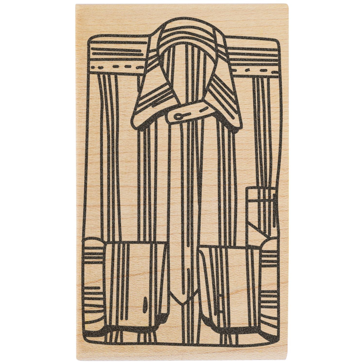 Black line art of a traditional Japanese kimono on a wooden block background.