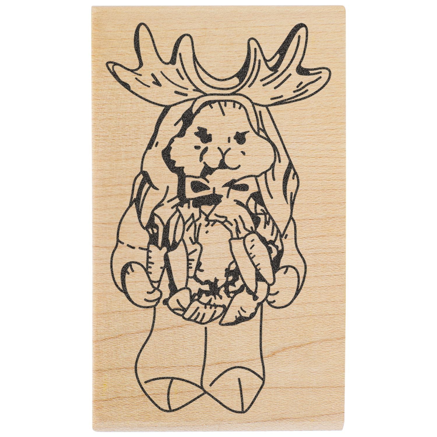 Wooden laser-engraved moose illustration on natural wood plaque.
