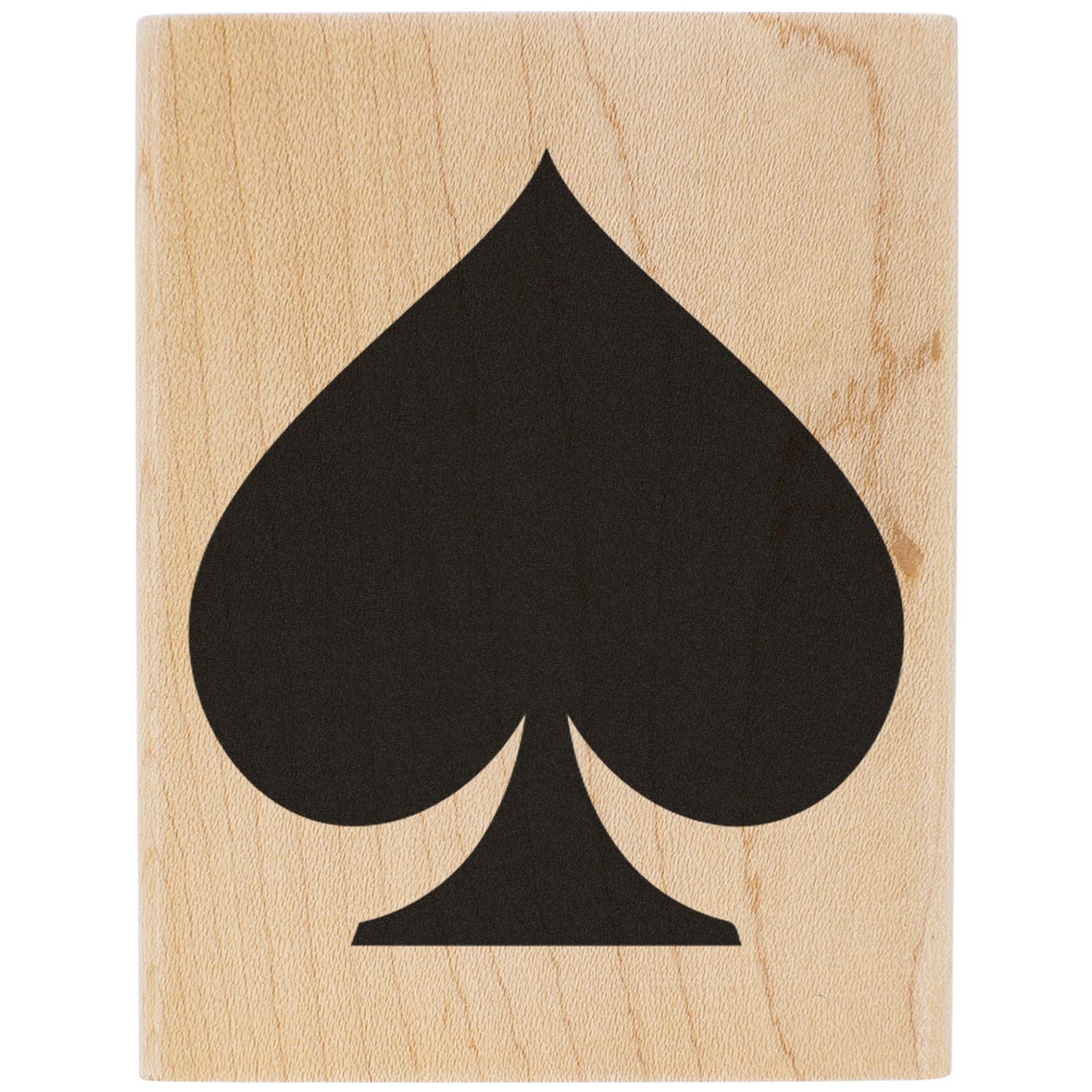 Black spade suit symbol on a light wooden background, playing card icon.