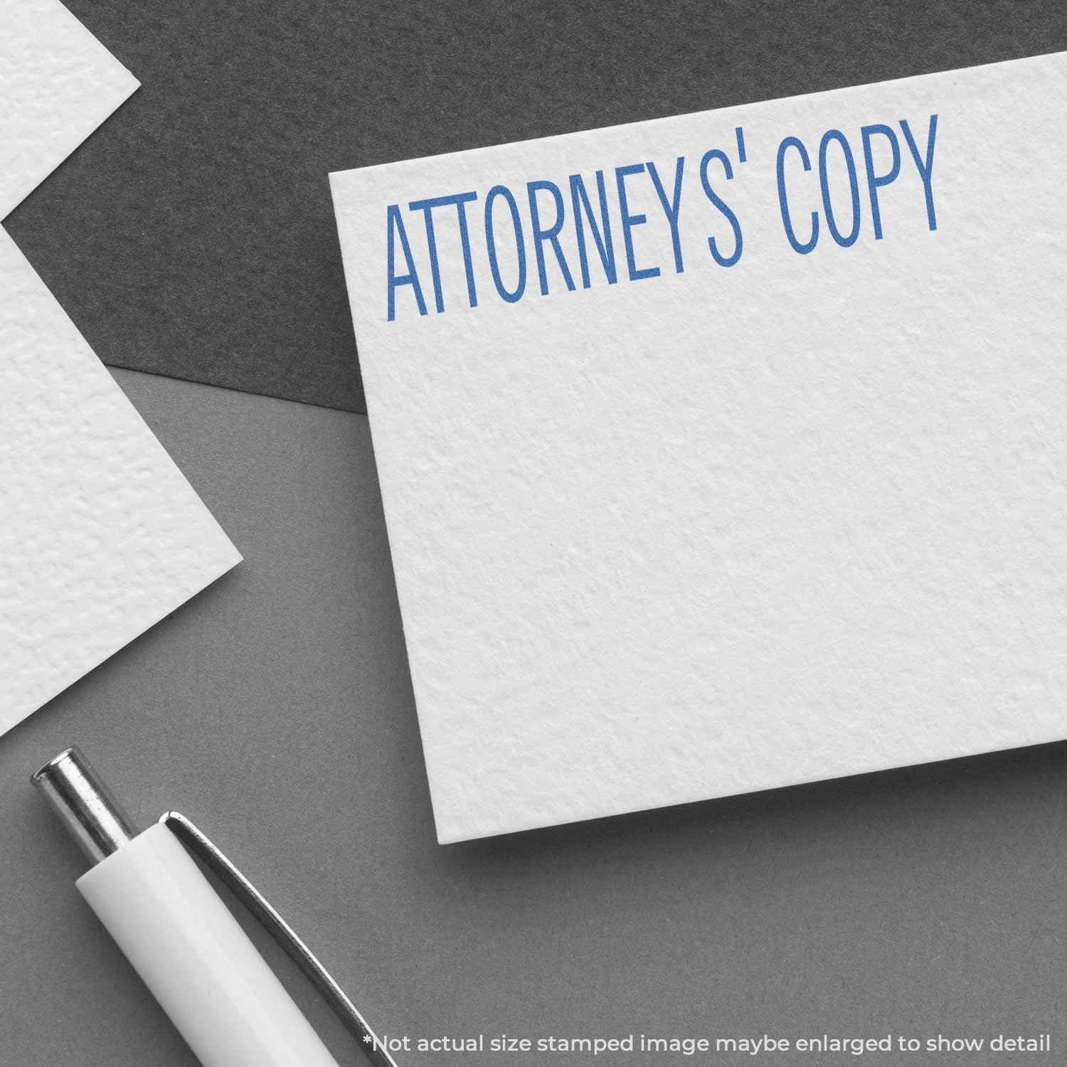 Attorneys copy document stamped ATTORNEYS COPY with pen, representing legal paperwork and document filing.