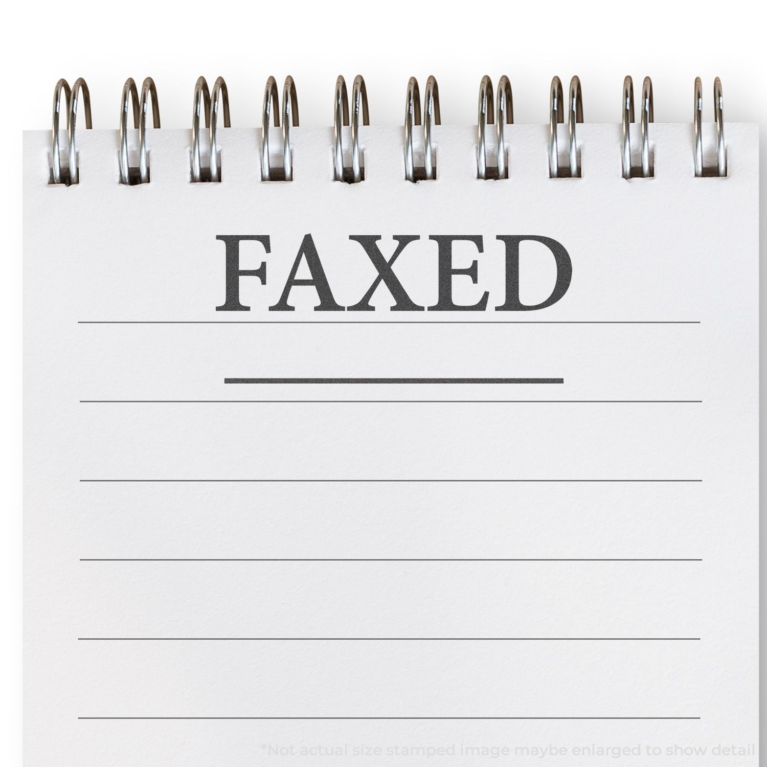 Faxed document cover page with metal binder rings and FAXED stamp, showing lines for a sent fax record.