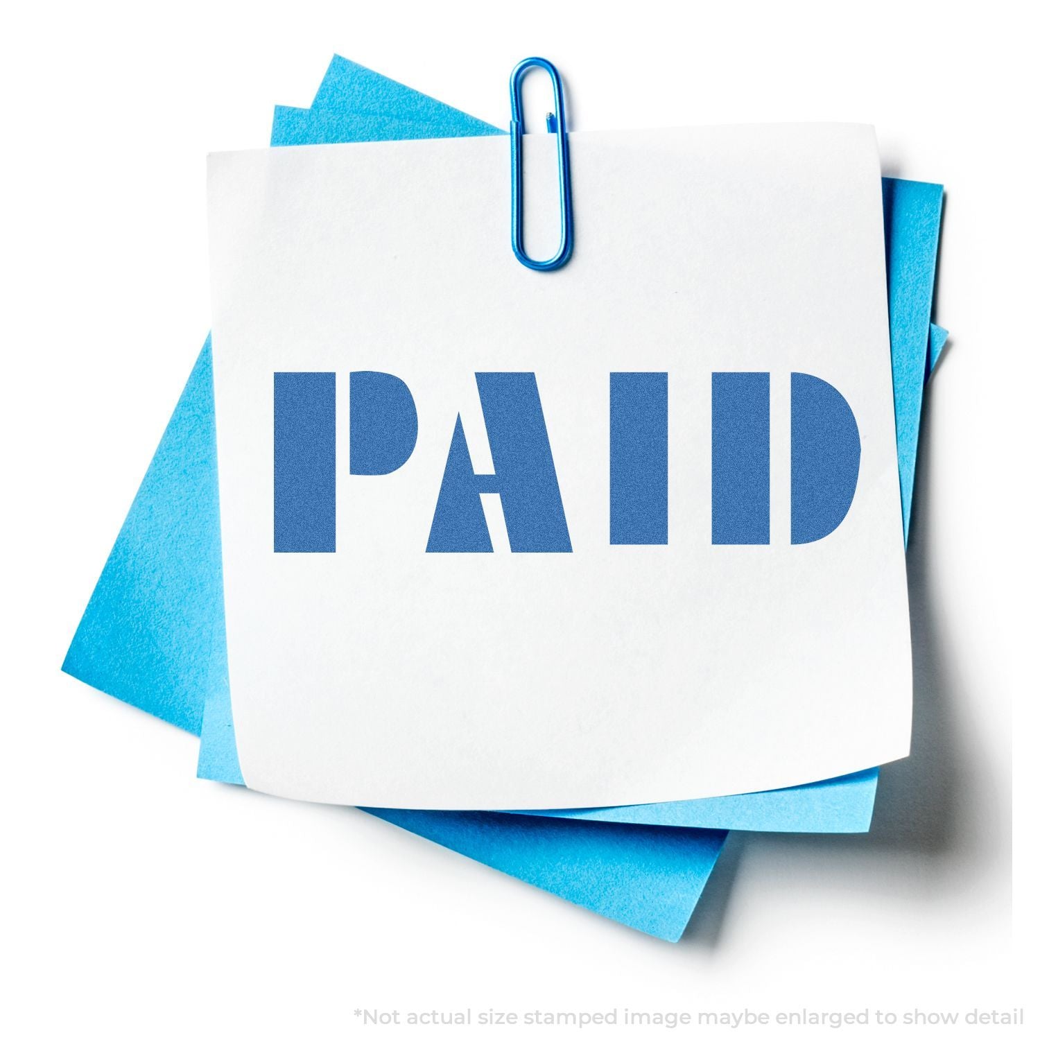 In Use Photo of Blue Paid Xstamper Stamp