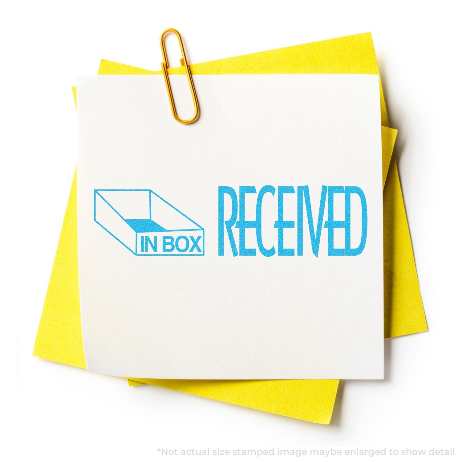 In Use Photo of Blue Received Xstamper Stamp