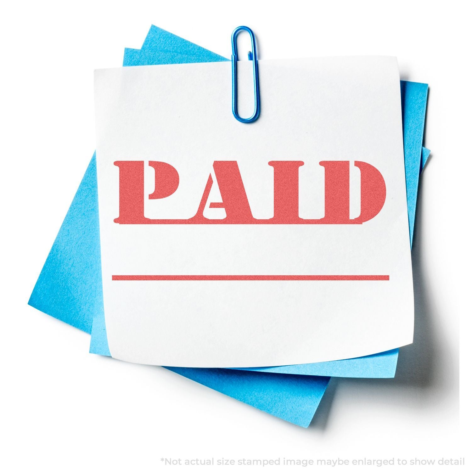 In Use Photo of Bold Red Paid Xstamper Stamp