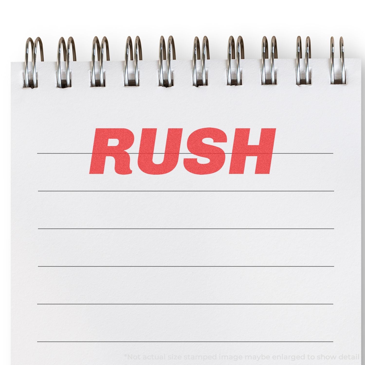 RUSH priority document header with metal binder rings and checklist lines, highlighting fast rush service for limited-time orders.