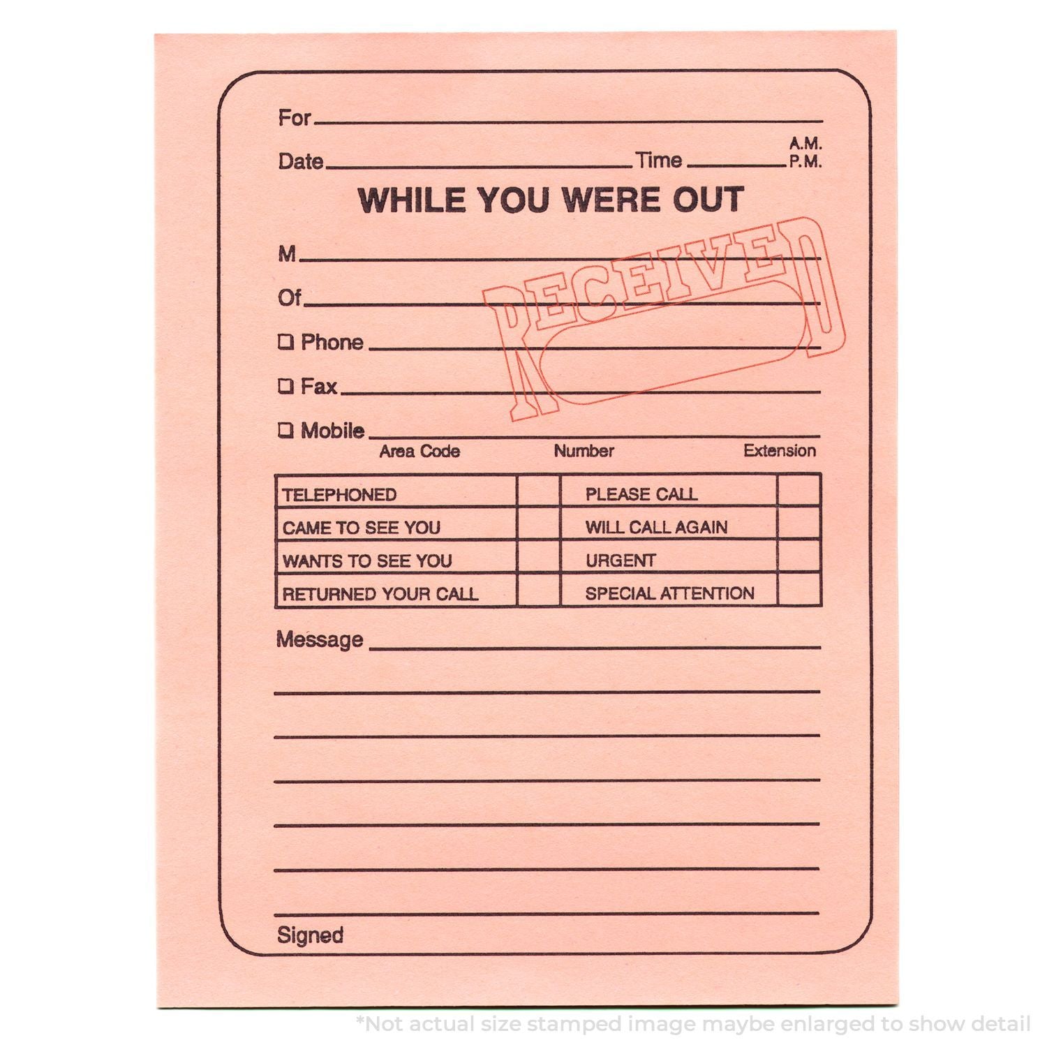 Telephone message note form While You Were Out with phone contact fields and checkboxes for return call, urgent message, and special attention.