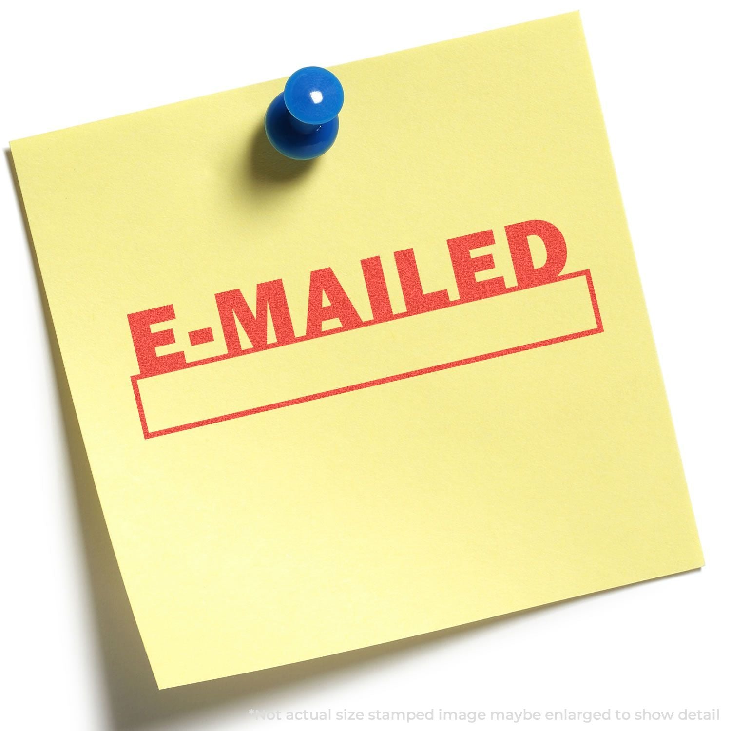 Yellow sticky note pinned with a blue pushpin labeled E-MAIL, representing an email reminder or contact message.