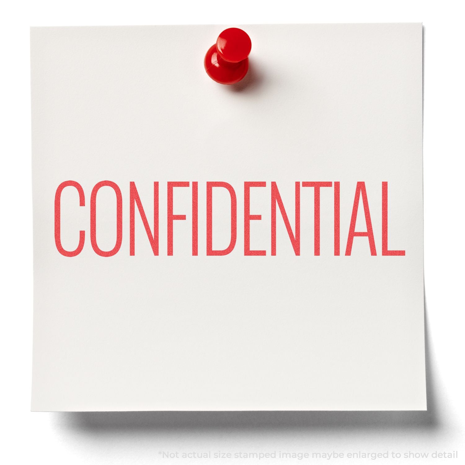 Pinned confidential document cover with red thumbtack and bold CONFIDENTIAL text, office privacy label for records storage management.