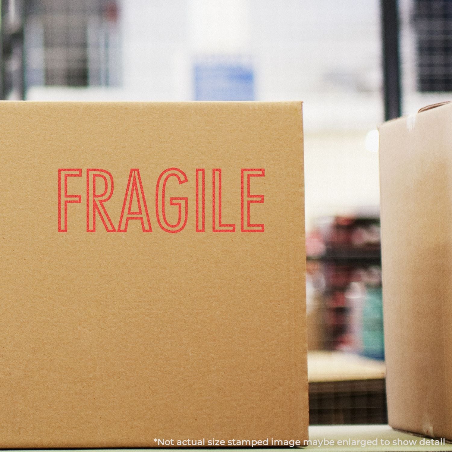 Cardboard shipping boxes stamped FRAGILE in red, emphasizing careful handling in warehouse packaging and logistics.