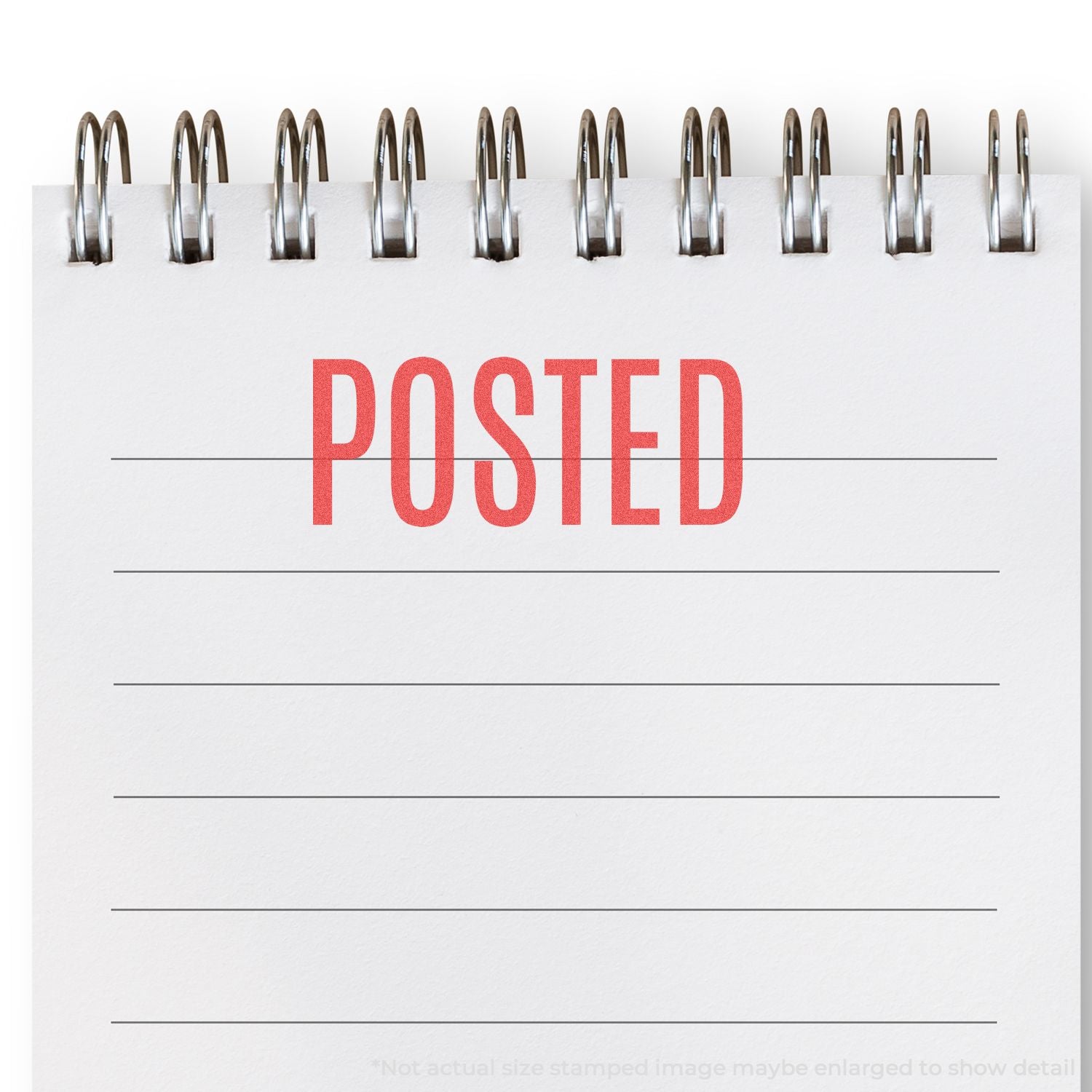 Decorative POSTED stamp on stapled document with horizontal lines, representing published or submitted content status online update.