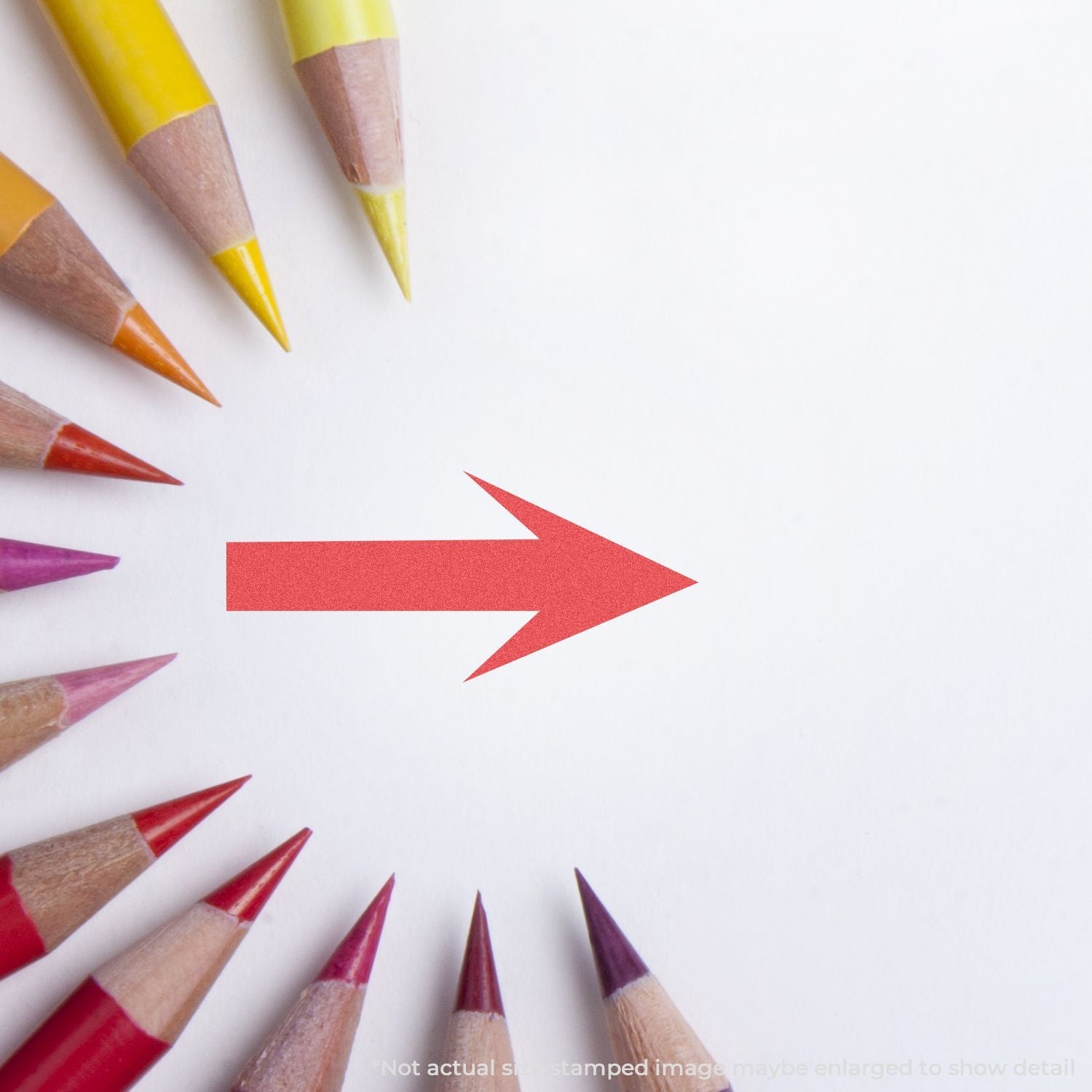 Colored pencils around a red arrow pointing right, symbolizing direction, planning, and goal setting on white background.