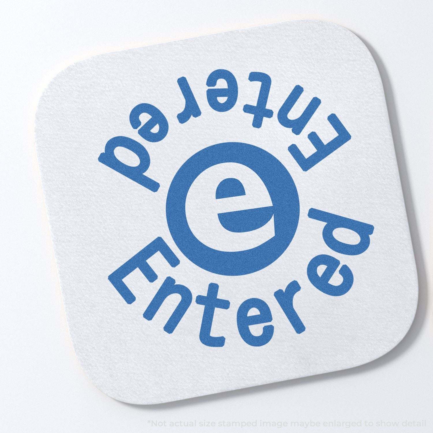 BeHappy greeting stamp design on white paper, blue typography for positive motivational branding for social media and packaging.